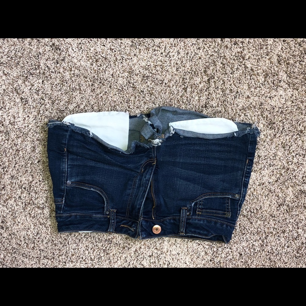 Super stretch high waist shortie raw cut hem